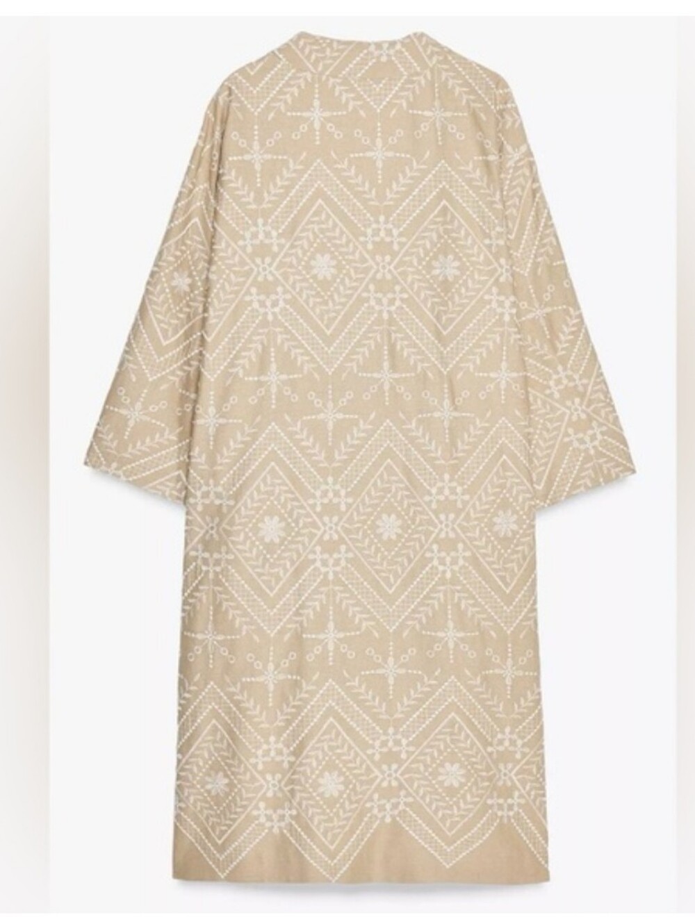 Zara Embroidered Kimono Beige Blazer NWT Size M/L - Picture 4 of 13